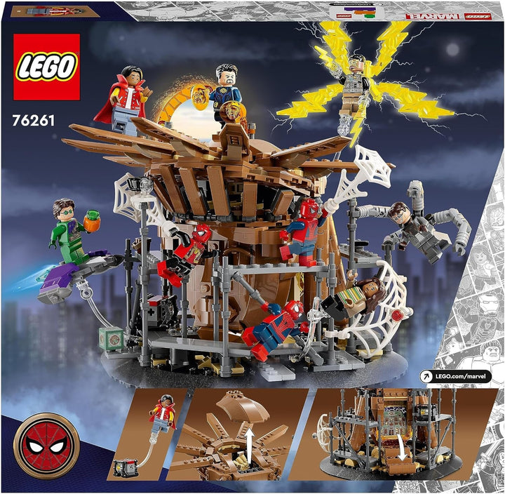 LEGO 76261 Marvel Spider-Man's Big Showdown, Spider-Man: No Way Home set cu 3 minifigurine Peter Parker plus Green Goblin, Electro, Sandman, Ned, Doctor Strange și MJ, model de colecție