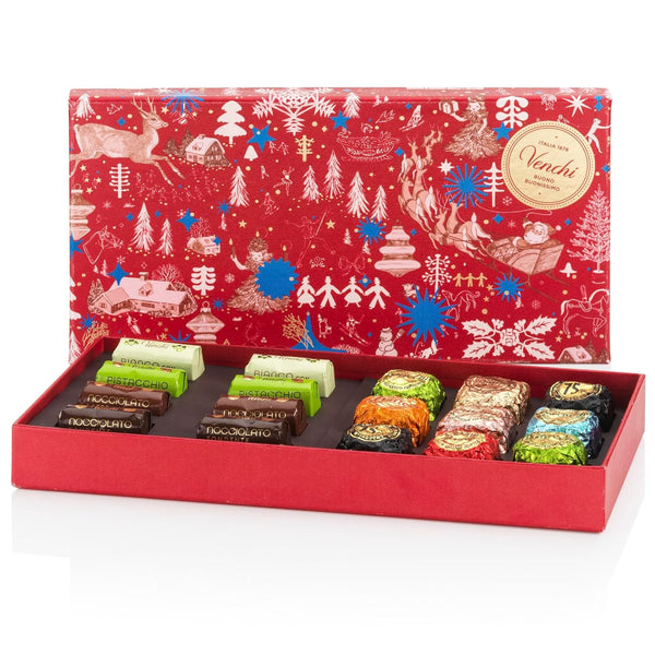 Venchi – Weihnachtskollektion – Geschenkbox Mit Verschiedenen Schokobarren-Und Chocoviar-Pralinen, 294 G – Mit Igp-Piemont Haselnuss – Geschenkidee – Glutenfrei