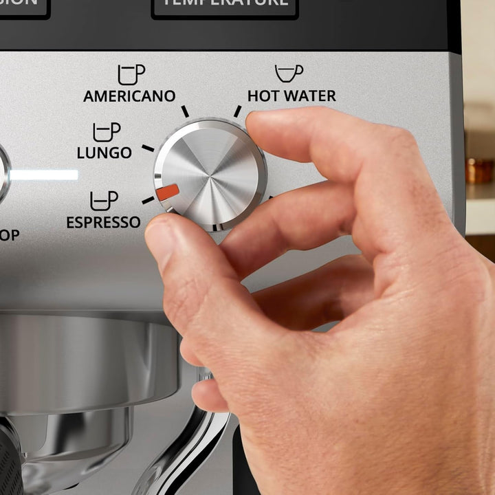 Krups Precision Mașină portafilter manuală Cu râșniță, Mașină de cafea Barista Cu panou de control intuitiv, Setări de pre-infuzie, Mașină espresso Cu duză de abur, Încălzire rapidă, XP801T10