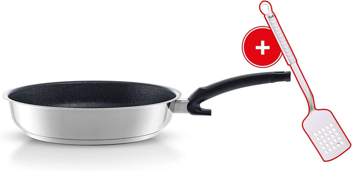 Fissler Adamant Premium / Beschichtete Edelstahl-Pfanne (Ø 28 Cm) Bratpfanne-Antihaftend, Kratzfest - Induktion, Silber