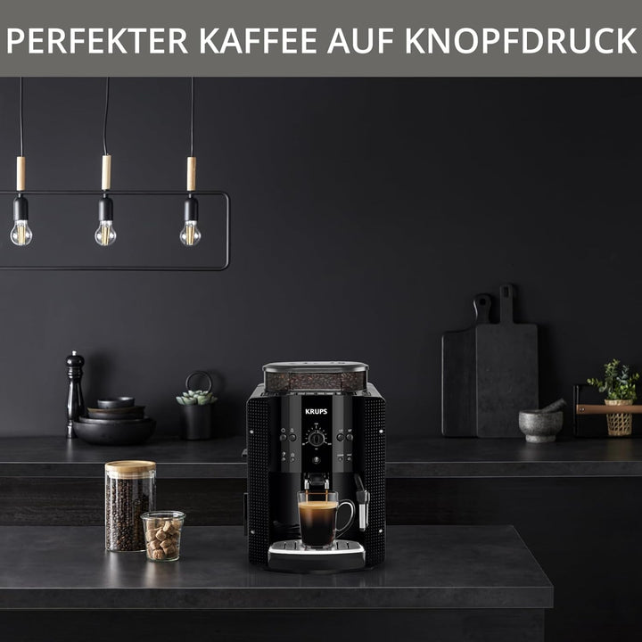 Mașină de cafea Krups Arabica Picto complet automată, duză pentru spumă de lapte, funcție pentru 2 cești, control rotativ, curățare ușoară, mașină de cafea, negru, EA810870