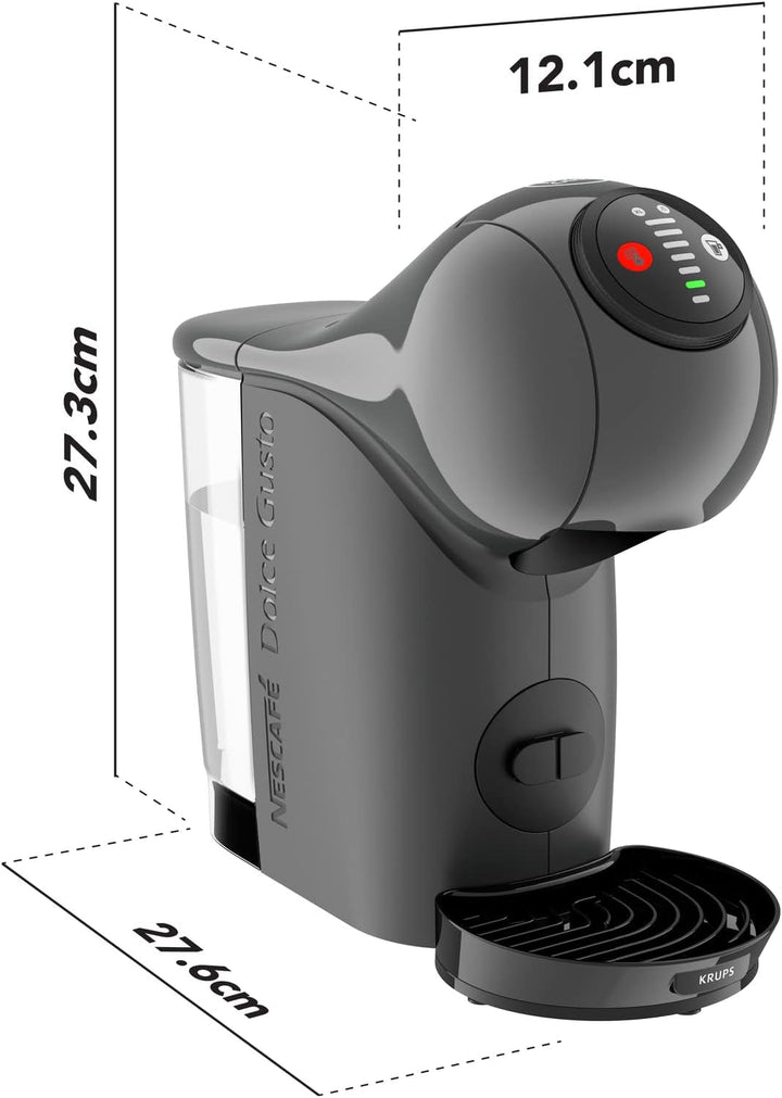NESCAFÉ Dolce Gusto Genio S de la KRUPS, aparat de cafea cu capsule, 15 bar, ultracompact, presiune înaltă, peste 30 de creații de cafea, dimensiune selectabilă a băuturii, oprire automată, antracit, KP243B