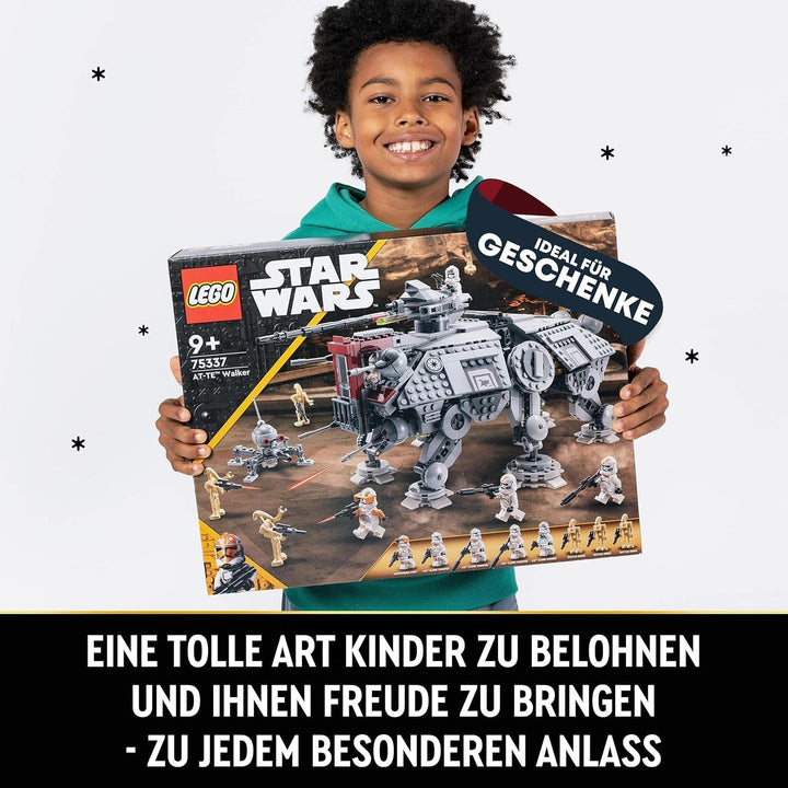 LEGO Star Wars At-Te Walker, model de jucărie mobil, set cu minifigurine, inclusiv 3 Clone Troopers, Droizi de luptă și Dwarf Spider Droid 75337