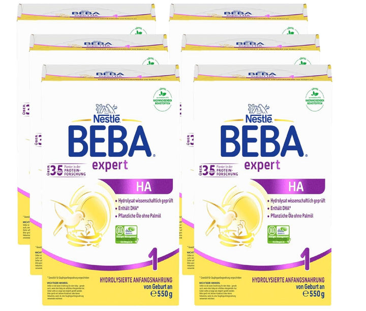 BEBA Expert HA 1 Hydrolysierte Anfangsnahrung, Säuglingsnahrung Von Geburt An, 6Er Pack (6 X 550G)