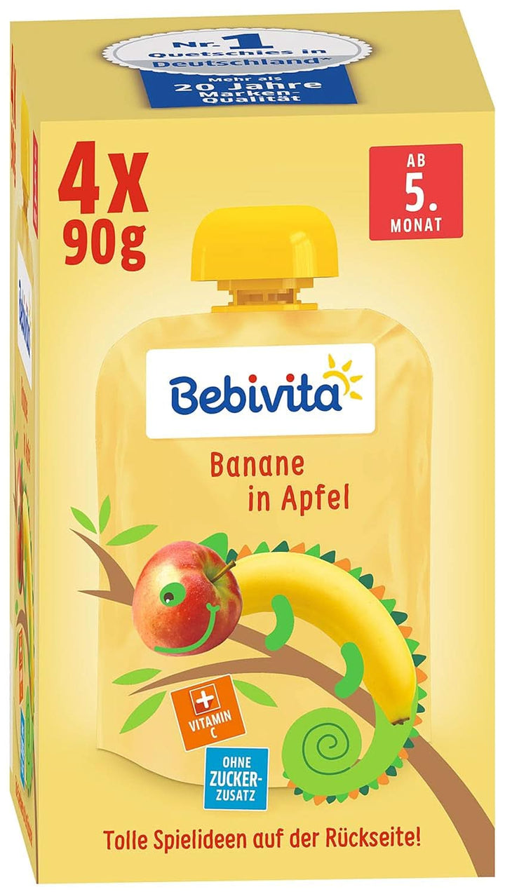 Kids fun fructe și cereale, integrale în mere-banane, pachet de 4 ( 4 X 90 grame )