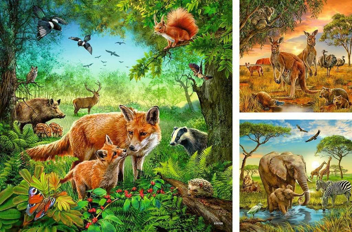 Ravensburger Puzzle pentru copii - 09330 Animale ale Pământului - Puzzle pentru copii de la 5 ani, cu 3X49 piese