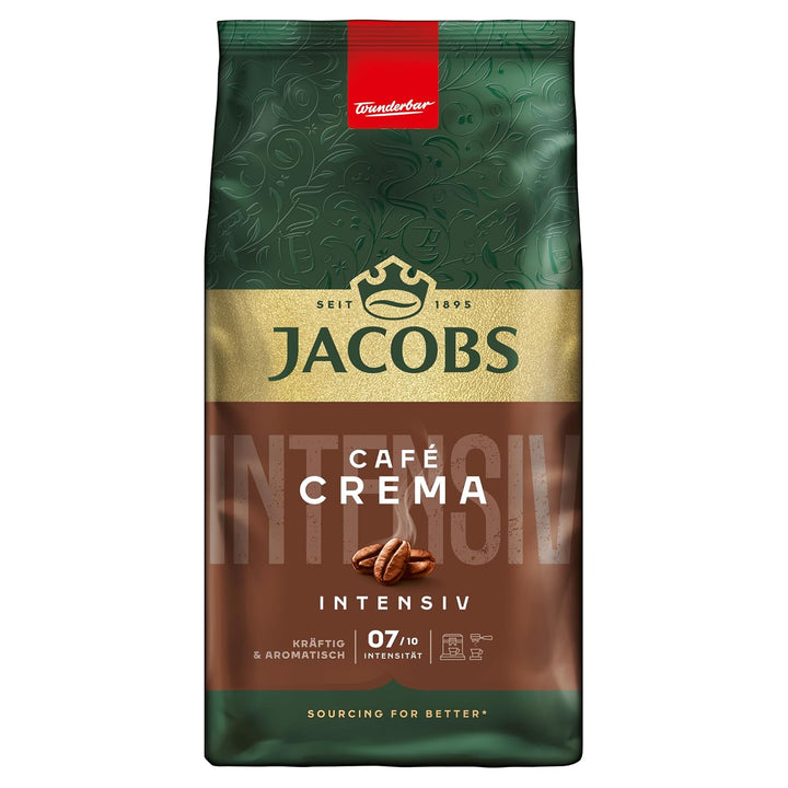 Jacobs Café Crema Gold Kaffeebohnen 1Kg – Vollmundig, Aromatisch, Fruchtige Note, Arabica & Robusta Bohnen, Intensität 5/10, Ideal Für Café Crema