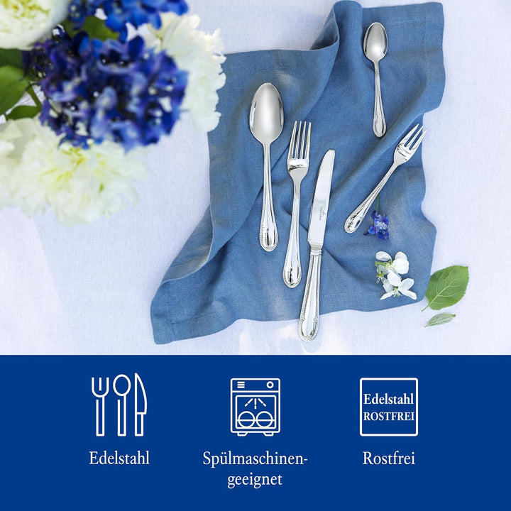 Villeroy & Boch – Mademoiselle Tafelbesteck, Besteckset 68 Teilig, Spülmaschinenfest, Rostfrei, Besteck 12 Personen, Besteckset 12 Personen, Essbesteck Set, Messer, Gabel, Löffel, Edelstahl