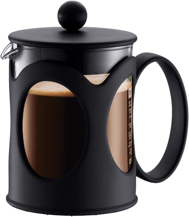 Bodum 10682-01 Cafetieră Kenya (sistem de presare franțuzească, filtru permanent din oțel inoxidabil, 0,35 litri) Negru
