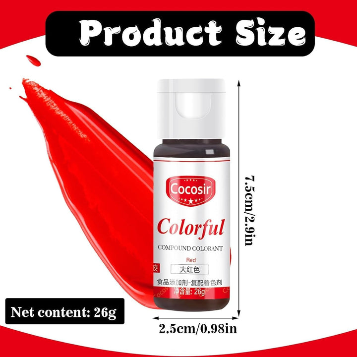 Lebensmittelfarbe Rot, 26G, Konzentrierte Food Coloring, Lebensmittelfarbe Auf Ölbasis, Zuckerfrei Konzentrierte Farbe Food Coloring, Backen - Flüssige Food Coloring Für Kakaobutter, Buttercream
