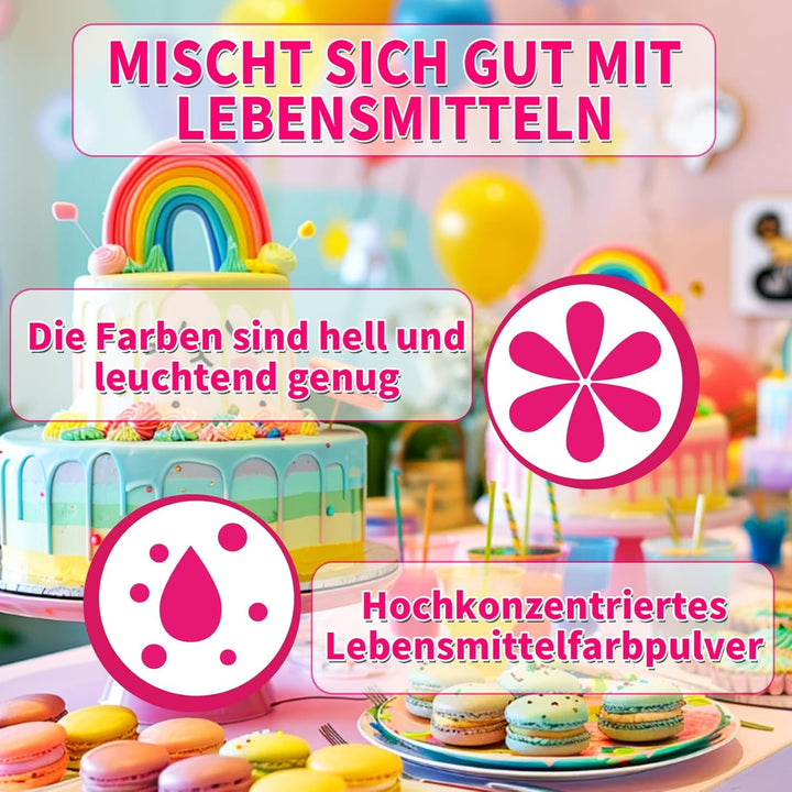 Lebensmittelfarbe Pulver - 2 Farben Ultrahochkonzentrierte Wasserlösliches Lebensmittelfarben, Food Coloring Für Fondant, Lebensmittel Farben, Makronen, Backen, Lebensmittelfarbe Rot Und Schwarz - 5 G