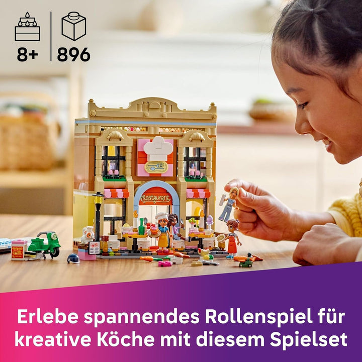 Restaurant și școală de gătit LEGO Friends, set de joacă de rol, jucărie educativă pentru copii de la 8 ani, promovează dezvoltarea socială, cadou de ziua de naștere sau de Crăciun pentru fete 42655