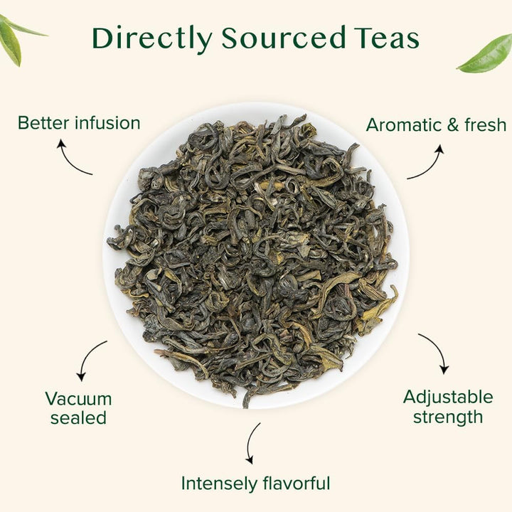 VAHDAM, ceai verde Himalayan (100 g) Ceai verde 100% pur din Himalaya | Fără gluten | Direct de la sursă din India | Preparare fierbinte/rece | Ceai verde vrac