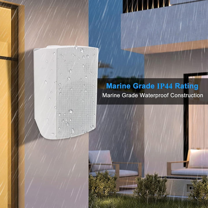 Herdio 800W 6,5 Zoll Außenlautsprecher Wasserdicht, Wandmontage Patio Stereo Indoor Outdoor Lautsprecher Mit Kraftvollem Bass, Allwettertauglichkeit(4 Lautsprecher Weiß)