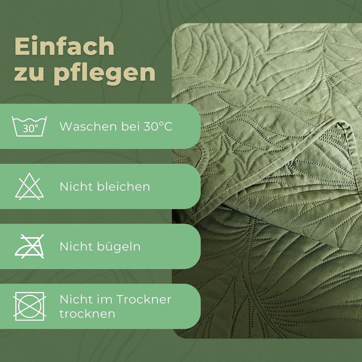 ESSEX - Tagesdecke 200 X 220 Cm, Ideale FÃ¼r Schlafzimmer, BettÃ¼berwurf Weich Und Bequem, Modernen Steppung - Botanical, GrÃ¼n