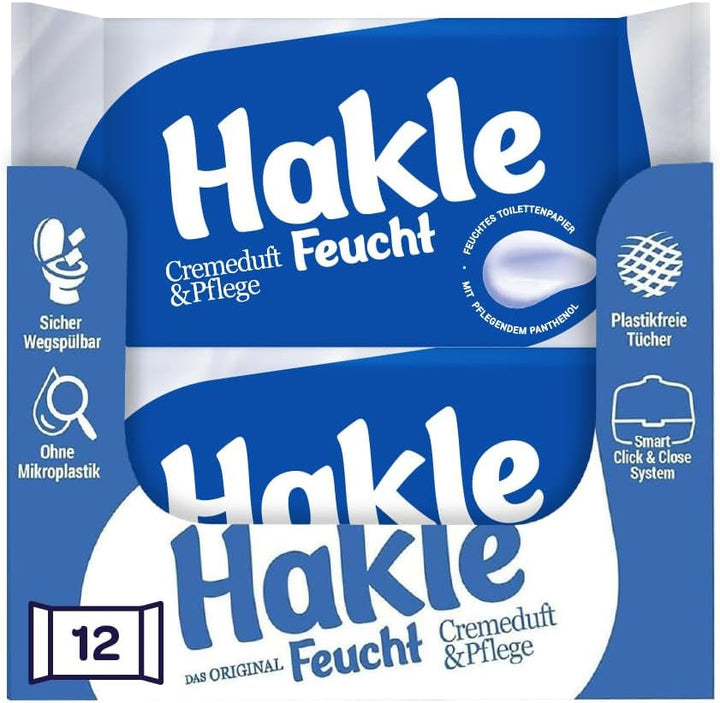 Hakle Feucht Pur Într-un pachet de 12, 504 șervețele (12 X 42 foi), Șervețele umede hrănitoare, Șervețele umede cu 99% apă, Șervețele umede rapid solubile în apă