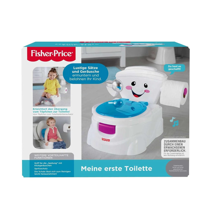 Fisher-Price Meine Erste Toilette, Baby Töpfchen, Mit Musik & Lustigen Sätzen, Tragbare Baby Toilette, Abnehmbarer Toilettenaufsatz, Deutsche Version, Ab 1 Jahr, P4326