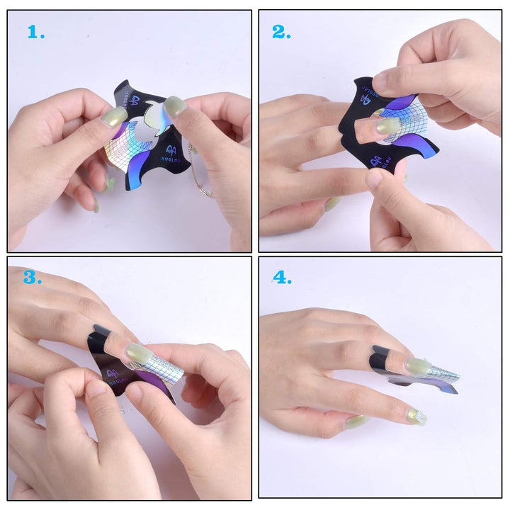 100 de bucăți de șabloane pentru unghii cu gel, accesorii pentru unghii artificiale, Sablone nail autoadezive pentru nail art, unghii cu gel, extensii de unghii artificiale