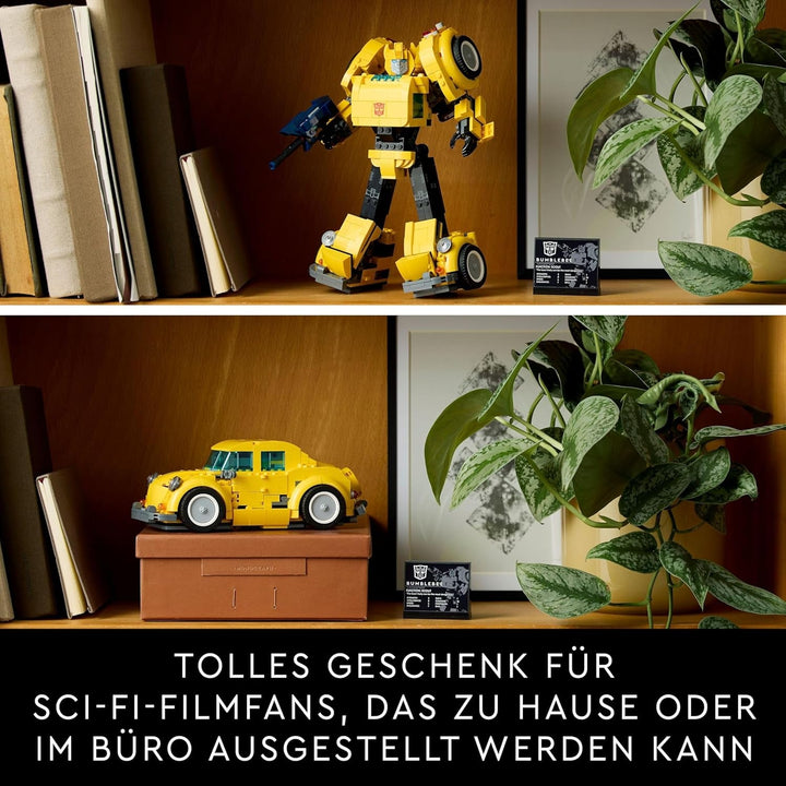 LEGO Icons Transformers Bumblebee, Figurină de acțiune robot pentru adulți de colecționat, Set de construcție pentru film pentru fanii science fiction, Poate fi transformat într-o mașină, Jucărie de aventură 10338