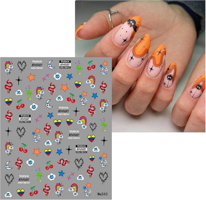 JMEOWIO Nagelsticker Halloween 9 Blatt Nail Art Sticker Selbstklebend Nagelaufkleber Dekoration Nageldesign Zubehör