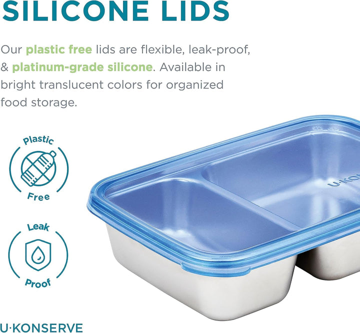 U Konserve - Recipient dreptunghiular împărțit pentru alimente din oțel inoxidabil cu capac din silicon - Island Teal - 28oz / 825ml Cutii depozitare alimente Naty Shop