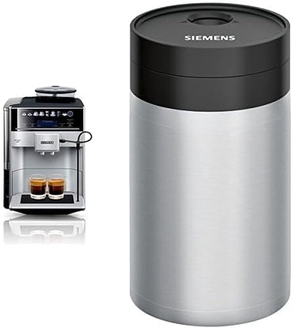 Siemens EQ.6 plus S300 mașină de cafea complet automată TE653501DE, profiluri de stocare, curățare cu abur, funcție de cană dublă, 1.500 wați, argintiu & TZ80009N Recipient izolat pentru lapte din oțel inoxidabil 0,5 litri