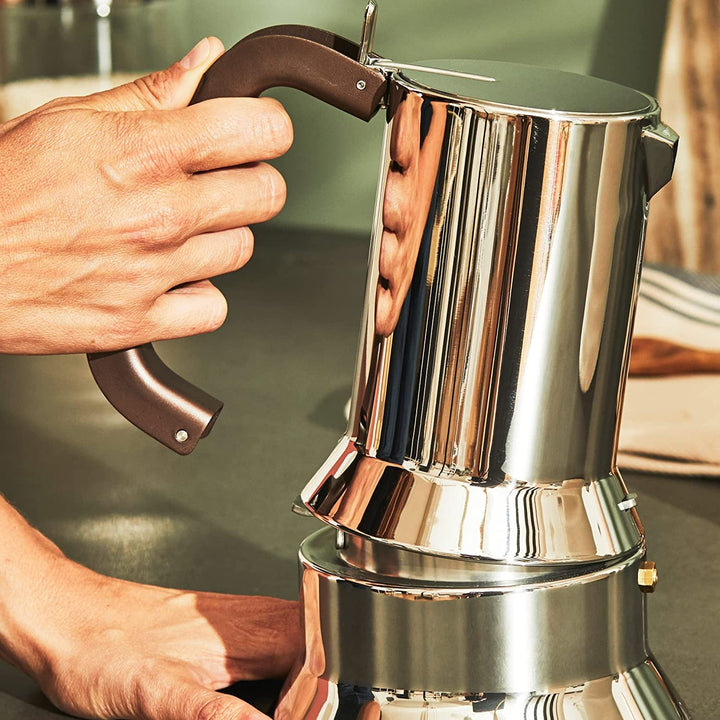 Alessi 9090/6 Espressoar 6 cești Pentru inducție, oțel inoxidabil, argintiu, 15.5 X 13.5 X 27 Cm