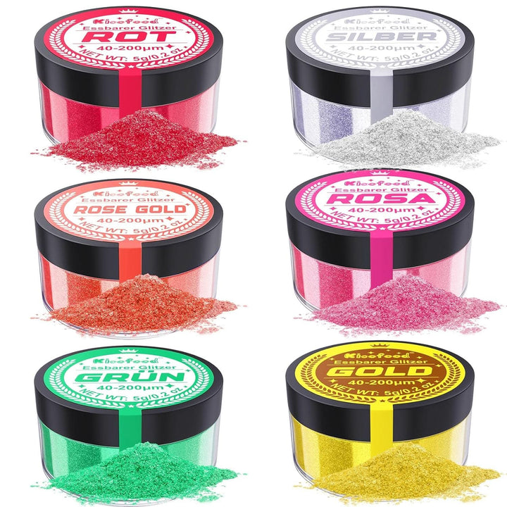 Glitter comestibil, set 6 nuante, 5 grame