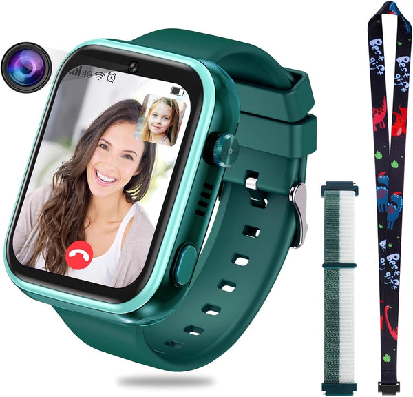 4G smartwatch pentru copii, GPS tracker, mai multe stiluri de desktop pentru a alege de la, apeluri bidirecționale, competență imagine, SOS, Wi-Fi, touchscreen rezistent la apă pentru 4-12 băieți și fete (verde)