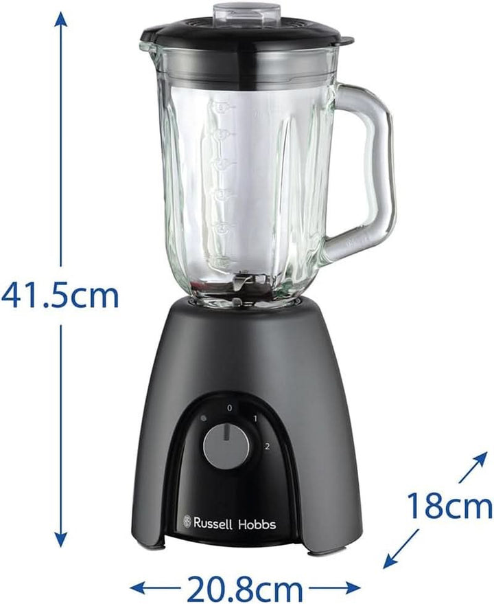 Russell Hobbs Standmixer [Smoothie Maker] Mixer (Blender, 1,5L Glasbehälter, 2 Stufen Und Pulse-Funktion, Bpa-Frei, Edelstahlmesser, 850 Watt Hochstleistung) Matte Charcoal 27121-56