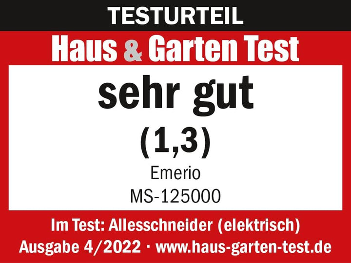 Emerio Allesschneider"Made in EU" MS-125000, Edelstahl Messereinheit in Deutschland Produziert, Einstellbar 0-17Mm, BPA Frei, Platzsparend Klappbar, Mit Sicherheitsschalter, Eco 100Watt, Weiß