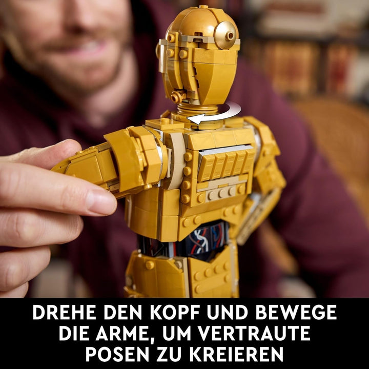 LEGO Star Wars C-3PO B, droid construibil, model de colecționat, construit și expus, idee de cadou nostalgic pentru adulți și fani, piesă de colecție, Playset fantezie 75398