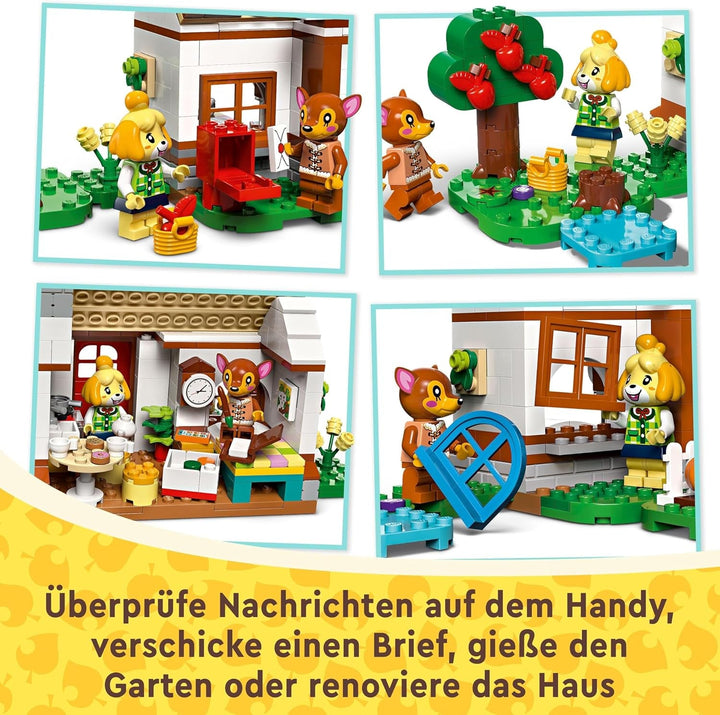 LEGO Animal Crossing Vizită de la Melinda, jucărie creativă pentru copii cu 2 mini-figurine din seria de jocuri video, inclusiv Fatima, Merch, cadou pentru fete și băieți de la 6 ani 77049