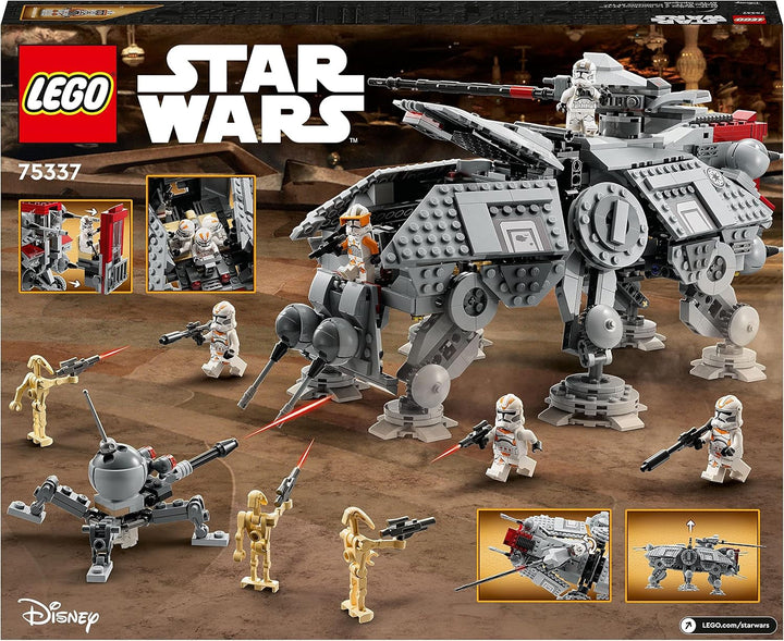LEGO Star Wars At-Te Walker, model de jucărie mobil, set cu minifigurine, inclusiv 3 Clone Troopers, Droizi de luptă și Dwarf Spider Droid 75337