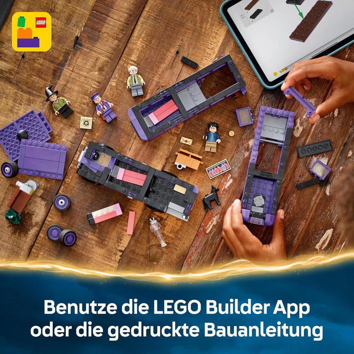 LEGO Harry Potter Adventures With The Travelling Knight, set de construcție cu 5 minifigurine, inclusiv Ernie Prang, Stan Shunpike & Padfoot, jucărie de autobuz pentru fanii lumii vrăjitorilor, băieți și fete de la 8 ani 76446