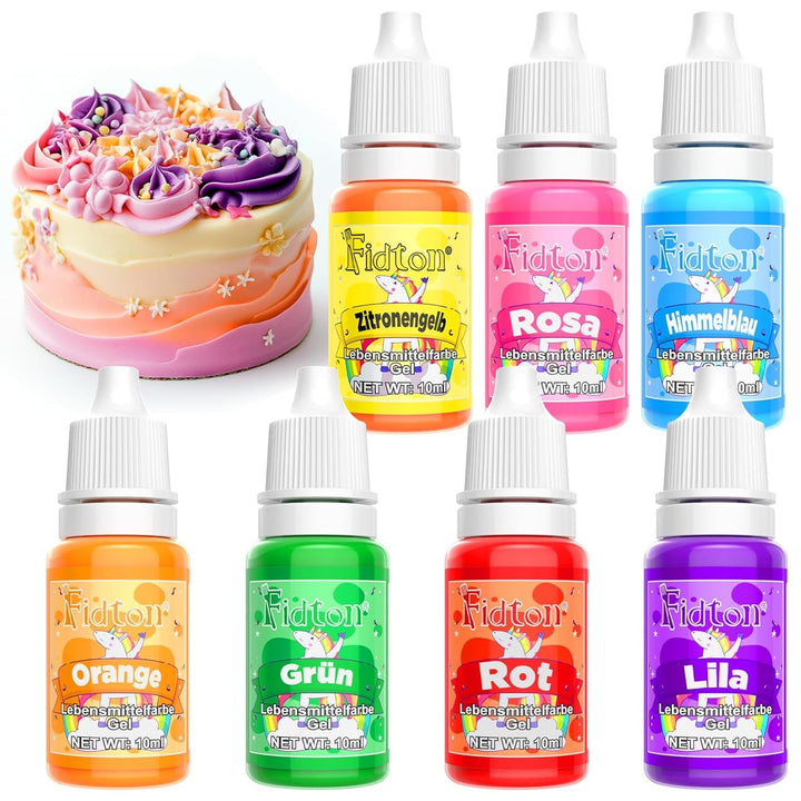Lebensmittelfarbe Gel - Fidton 12 Farben Hochkonzentrierte Lebensmittelfarben, Food Coloring Set Für Lebensmittel Farben, Fondant, Essbare Tortendeko, Eier Färben, Backen, Glasur, Makronen - 6 Ml