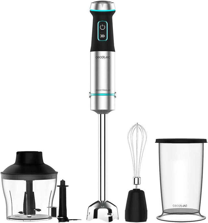 Cecotec Handmixer Katana 15 Totaldestroy Smash B. 1500 W, Total Destroy, Perreomove, 21 Geschwindigkeiten, Turbo-Funktion, Spritzschutzhaube, 8 Titan-Klingen, 800Ml Becher