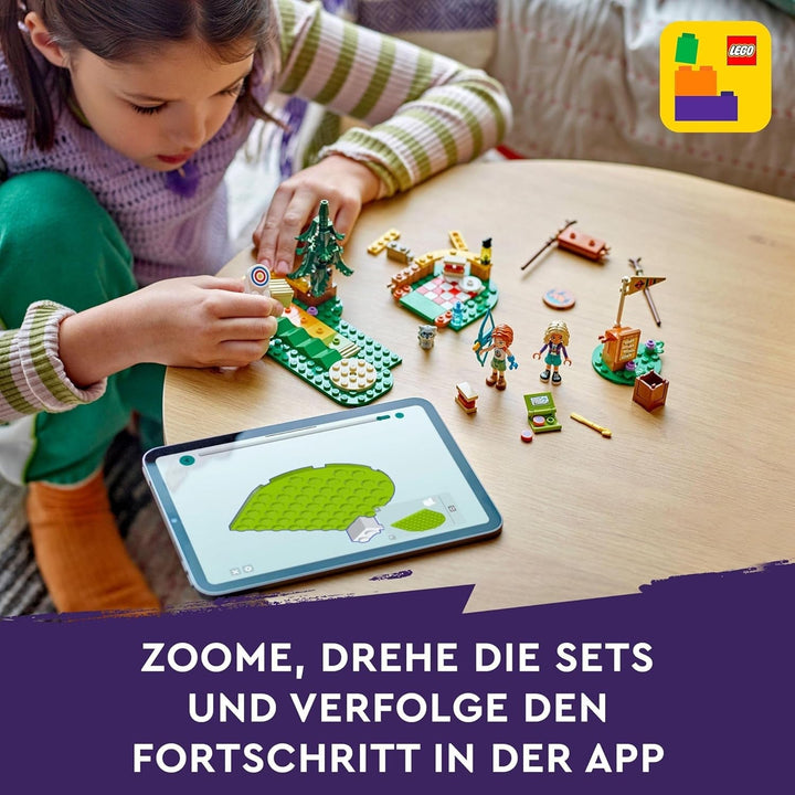 LEGO Friends Archery at Adventure Camp, jucărie de construcție pentru copii cu arc și săgeată, 2 figurine și o chiuvetă, pentru fete și băieți cu vârsta de 6+ 42622