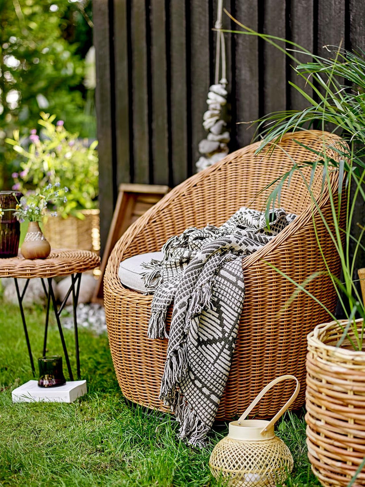Bloomingville Tagesdecke, Schwarz, Baumwolle, 160Cm