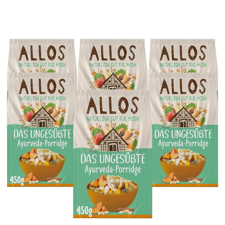 Allos Porridge de smochine și zmeură neîndulcit, Set 6 x 500 grame