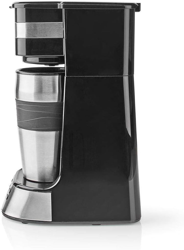NEDIS Cafetieră - Filtru de cafea - 0,4 L - 1 ceașcă - Pornire cu temporizator - Negru / Argintiu