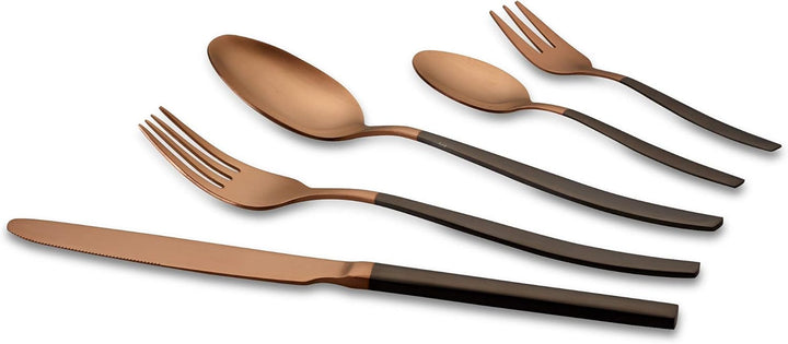 Echtwerk Tafelbesteck Positano Due-Bronze/Black Edition, 20-Teilig, Für 4 Personen, 18/10 Mattiert, Edelstahl, Hochwertiges Besteck Set, Für Esstisch, Tischdeko Für Hochzeiten Und Festliche Tafeln