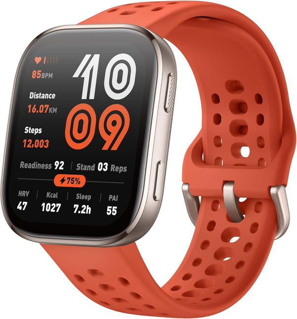 Amazfit Bip 6 Smart Watch 46mm, baterie 14 zile, 1.97" AMOLED, GPS & hărți gratuite, AI, funcție de apelare text Bluetooth, sănătate, fitness tracker somn, 140+ moduri de antrenament, 5 ATM, roșu