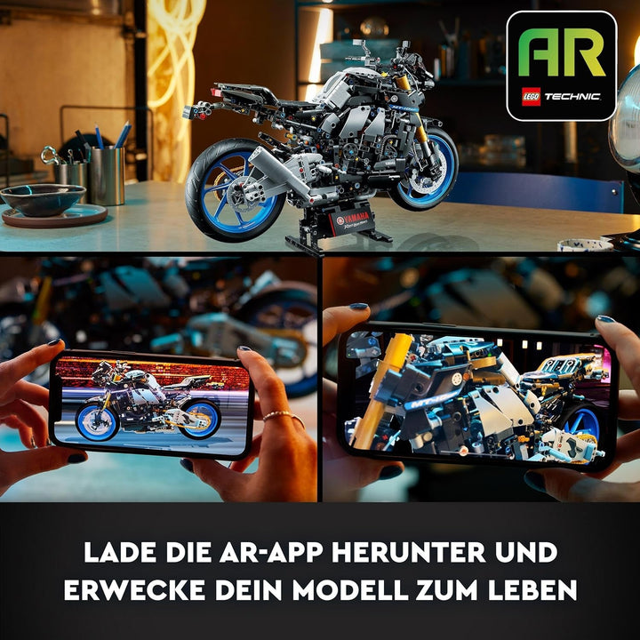 LEGO 42159 Technic Yamaha MT-10 SP Kit model de motocicletă pentru adulți, model autentic de vehicul cu motor cu 4 cilindri, direcție funcțională și aplicație Ar, cadou pentru bărbați și femei