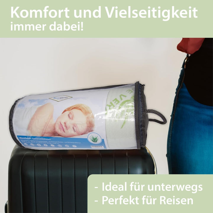 Maxxgoods pernă ortopedică, pernă de susținere a gâtului din spumă visco gel cu capac de protecție aloe vera și capac interior 100% bumbac - pernă pentru dormit pe stomac, spate și lateral (42Cm X 70Cm X 12Cm)