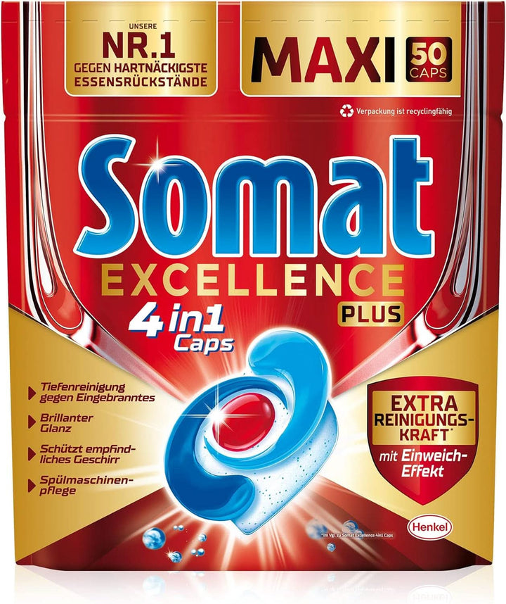 Somat Excellence plus 4In1 Caps (50 Caps), tablete de spălat vase