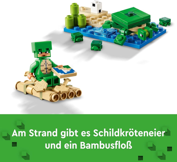 LEGO Minecraft The Turtle Beach House, casă de jucărie cu accesorii pentru fete și băieți de la 8 ani, set cu animale și personaje din jocul video, cadou pentru gameri 21254