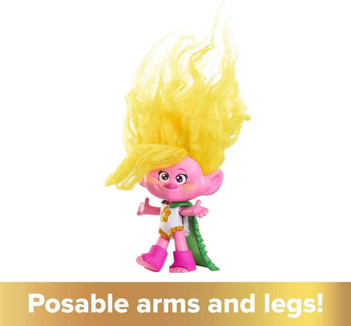 Mattel DREAMWORKS TROLLS Together Strong - păpuși Queen Poppy, Viva, Branch, Guy Diamond cu Tiny Diamond cu păr de pluș și 5 articulații, pentru copii de la 3 ani, HNF07