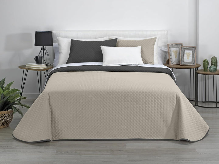 Estoralis | AVA | Cuvertură Boutique Reversibilă | Pentru toate anotimpurile | Culoare - Gri/Antracit | Pentru pat 80/90 cm. pat. (180 X 270 Cm. Ancho X Alto) | Cuvertură cu matlasare