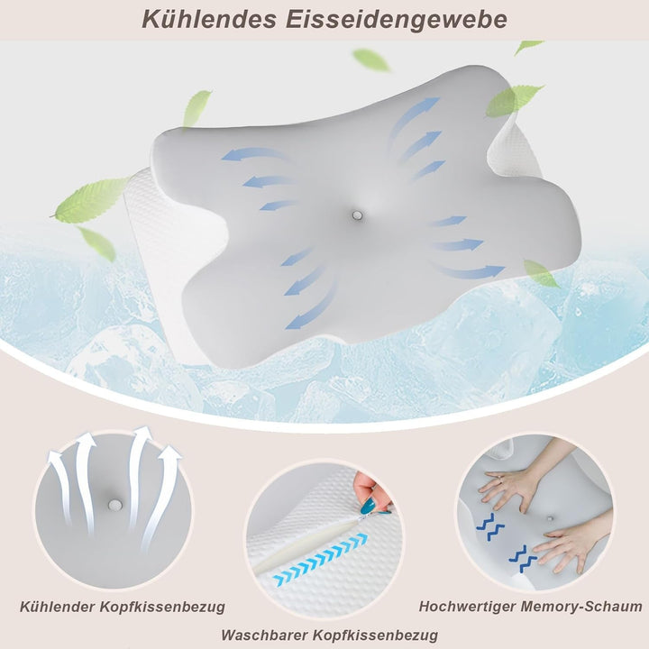 Pernă pentru gât Pernă ortopedică pentru cap Pernă din spumă de memorie Pernă pentru impact lateral - Design ergonomic Cu formă goală Pentru impact lateral, dorsal și abdominal Gri deschis